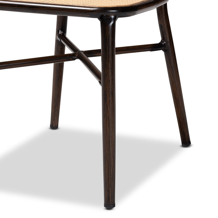 Katina Modern Rattan 2 Piece Outdoor Dining Chair Set/ Natural Dark Brown