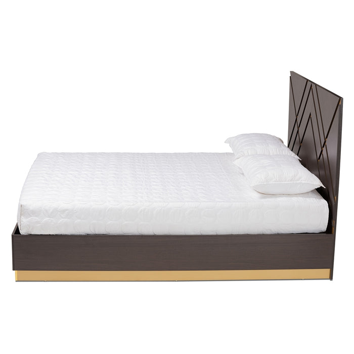 Arcelia Queen Size Platform Bed/Gold