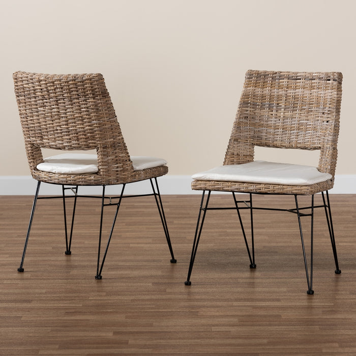 Nafaro Ratan Dining Chair W/Cushion Set of 2/Greywashed Natural