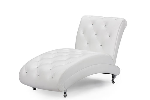 Pease White Faux Leather Upholstered Chaise Lounge - Cool Stuff & Accessories