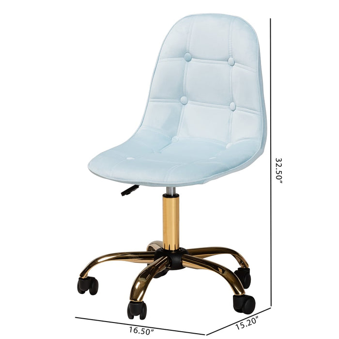 Kabira Swivel Office Chair/Aqua Velvet