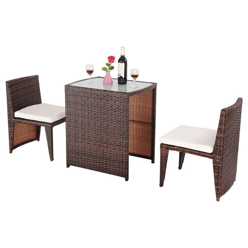 3 Pcs Cushioned Outdoor Wicker Patio Set - Cool Stuff & Accessories