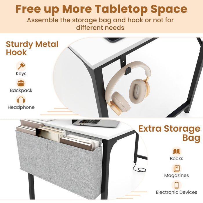 Compact Desk with Built-In Charging Station