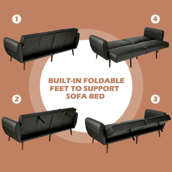 3 Seat Convertible Sofa Bed with Adjustable Backrest/Black