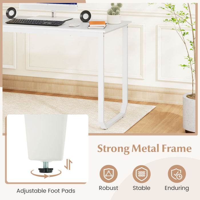 55-Inch Reversible L-Shaped Desk with Drawers & Charging Station