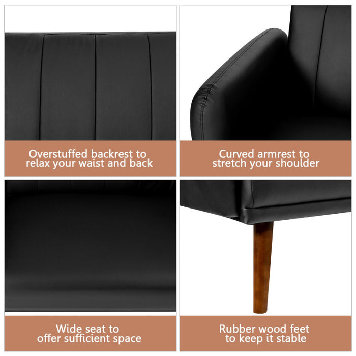 3 Seat Convertible Sofa Bed with Adjustable Backrest/Black