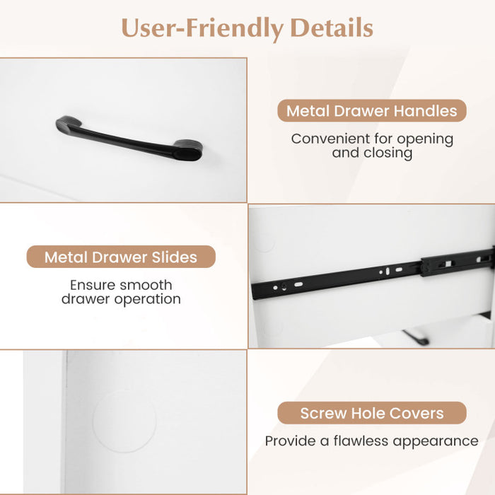 55-Inch Reversible L-Shaped Desk with Drawers & Charging Station