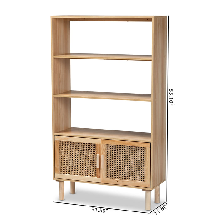 Faulkner Wood & Rattan 2-Door Bookcase