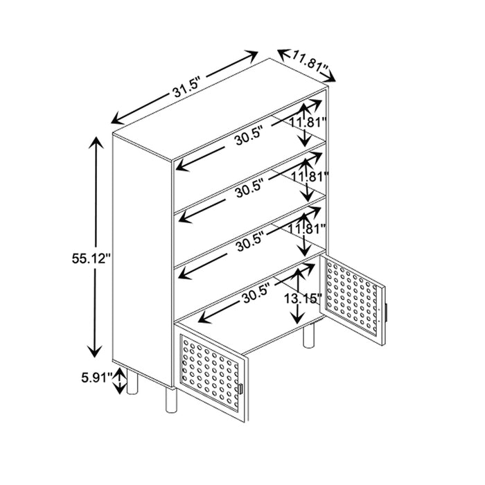 Faulkner Wood & Rattan 2-Door Bookcase