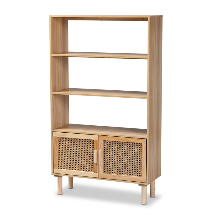 Faulkner Wood & Rattan 2-Door Bookcase
