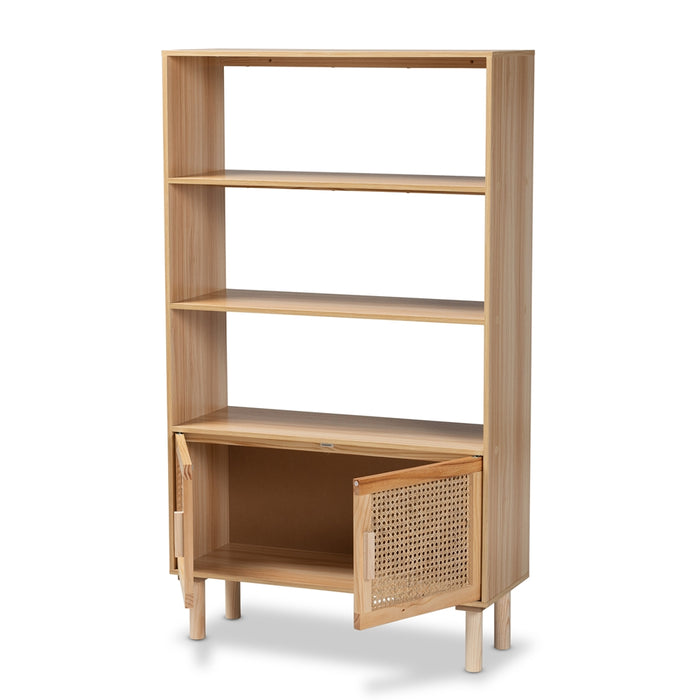 Faulkner Wood & Rattan 2-Door Bookcase
