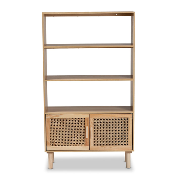 Faulkner Wood & Rattan 2-Door Bookcase