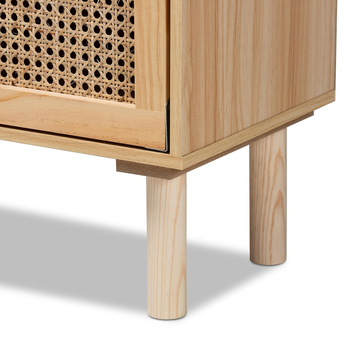 Faulkner Wood & Rattan 2-Door Bookcase