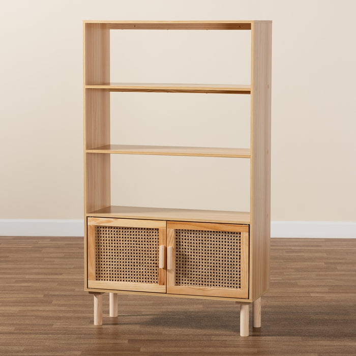 Faulkner Wood & Rattan 2-Door Bookcase