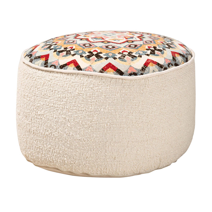 Durrus Vintage Ottoman Pouf/Cream And Multicolor