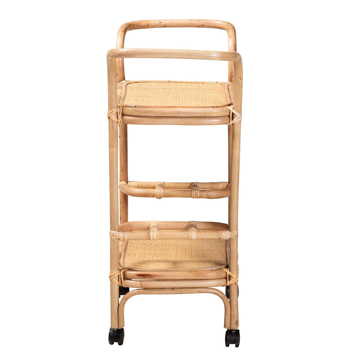 Boho Chic Bamboo Rattan 3 Tier Bar Cart