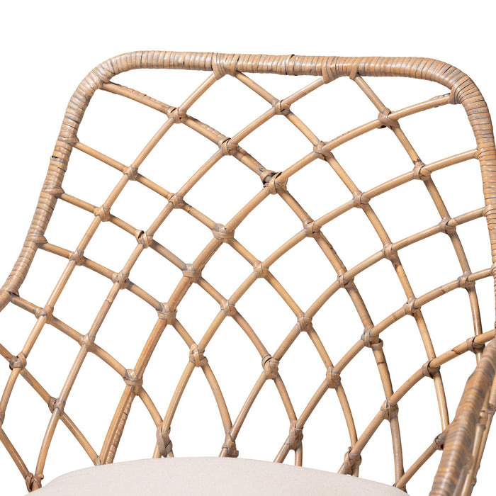 BALLERINA BOHEMIAN GREYWASHED RATTAN  2 PIECE DINING CHAIR