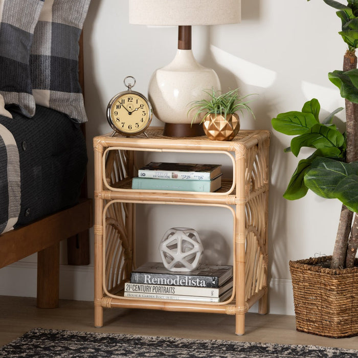 Baara Nightstand – Modern Bohemian Natural Rattan