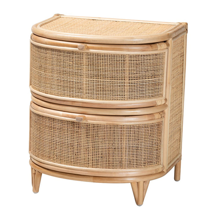 OLETA MODERN BOHEMIAN RATTAN 2 DRAWER NIGHTSTAND