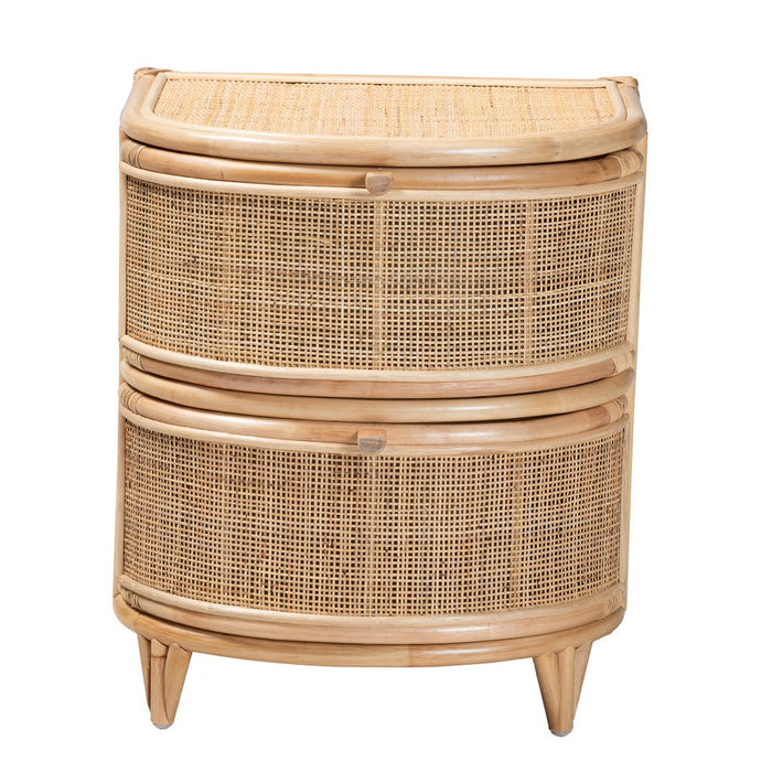 OLETA MODERN BOHEMIAN RATTAN 2 DRAWER NIGHTSTAND