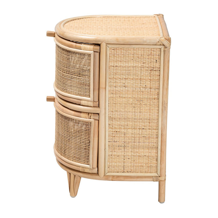 OLETA MODERN BOHEMIAN RATTAN 2 DRAWER NIGHTSTAND