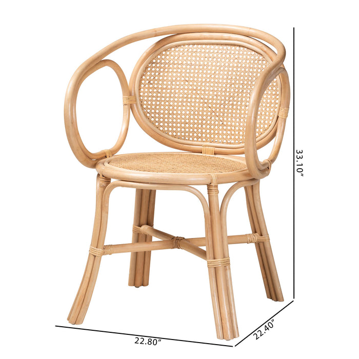 PALESA MODERN NATURAL BROWN RATTAN DINING CHAIR