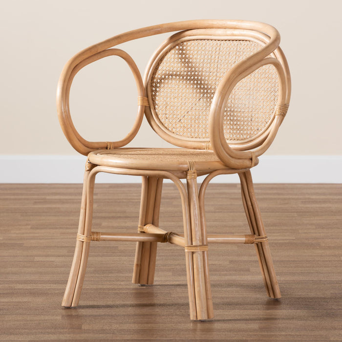 PALESA MODERN NATURAL BROWN RATTAN DINING CHAIR