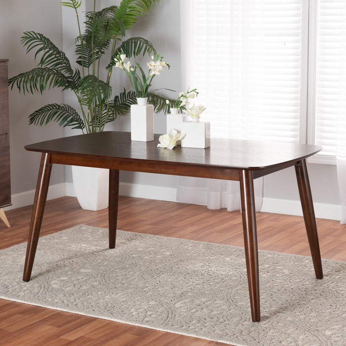 FLORA MODERN WALNUT BROWN FINISHED WOOD DINING TABLE