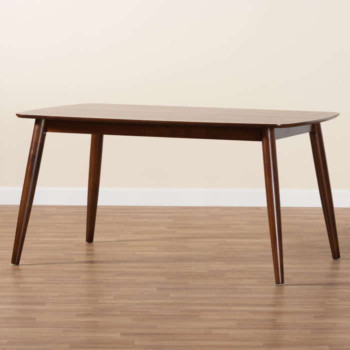 FLORA MODERN WALNUT BROWN FINISHED WOOD DINING TABLE