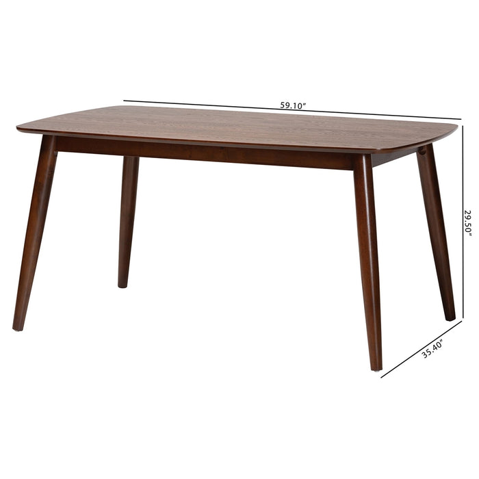 FLORA MODERN WALNUT BROWN FINISHED WOOD DINING TABLE