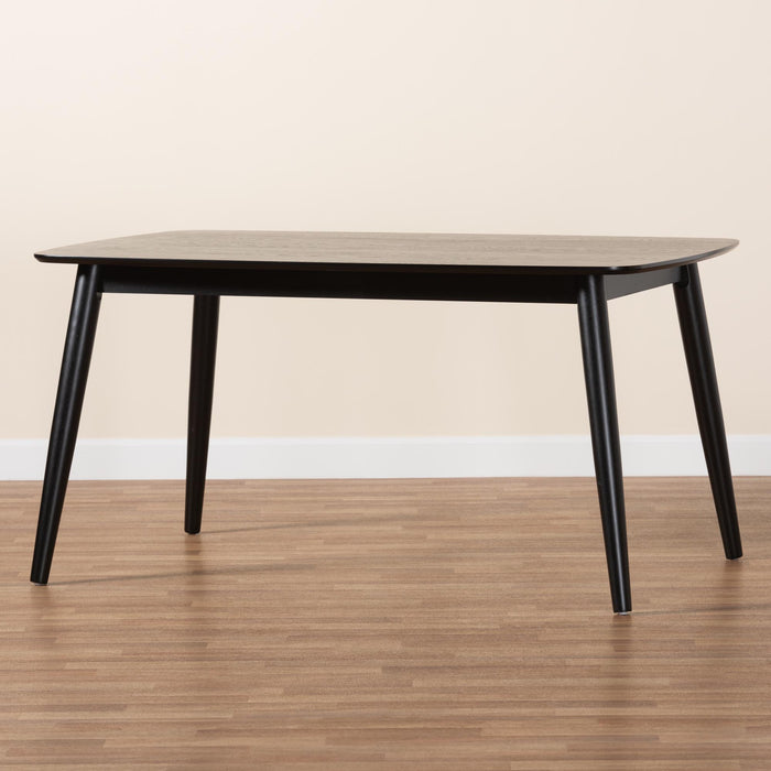 FLORA MODERN BLACK FINISHED WOOD DINING TABLE