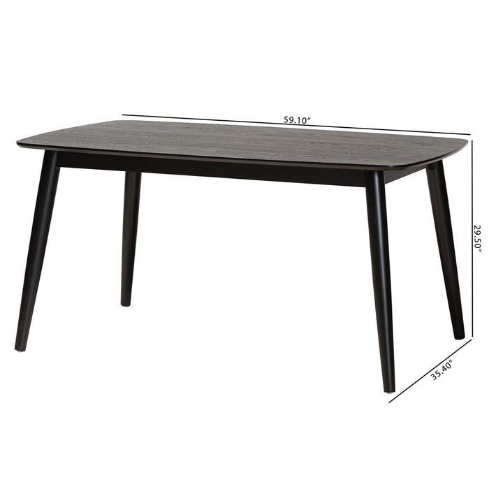 FLORA MODERN BLACK FINISHED WOOD DINING TABLE