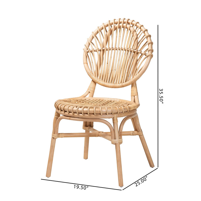 BALI & PARI IRIS  BOHEMIAN NATURAL BROWN RATTAN DINING CHAIR