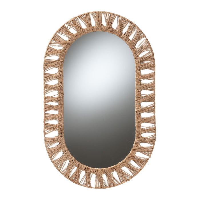 Geona Seagrass Oval Wall Mirror – Boho Accent Mirror