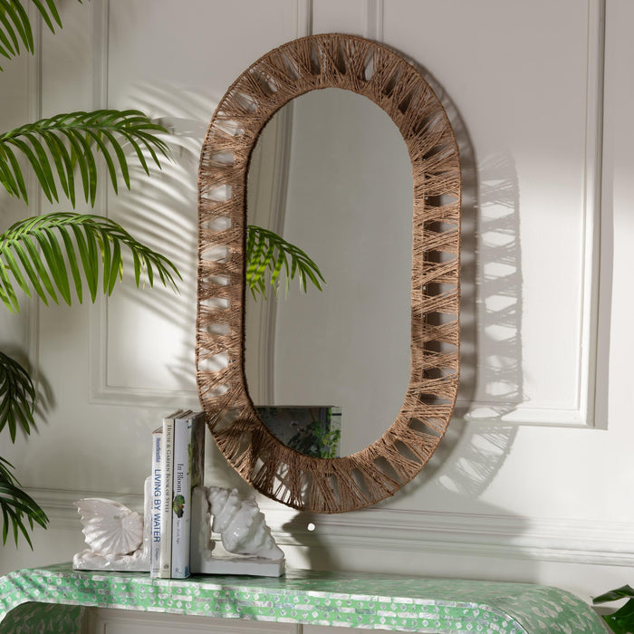 Geona Seagrass Oval Wall Mirror – Boho Accent Mirror