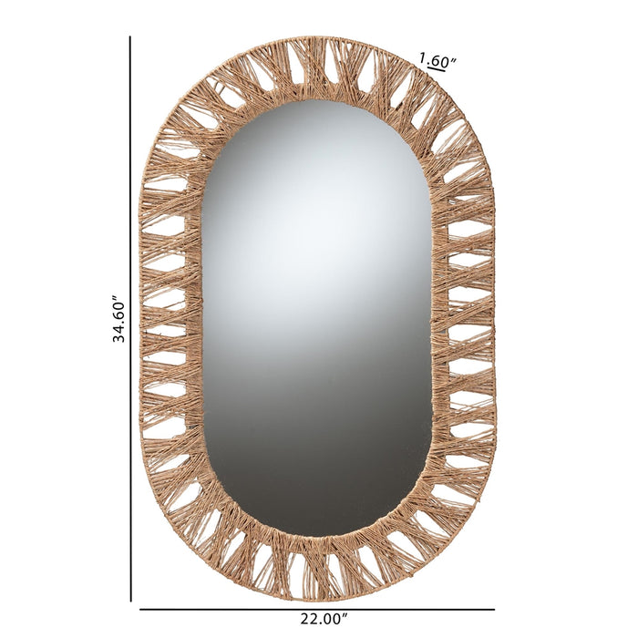 Geona Seagrass Oval Wall Mirror – Boho Accent Mirror