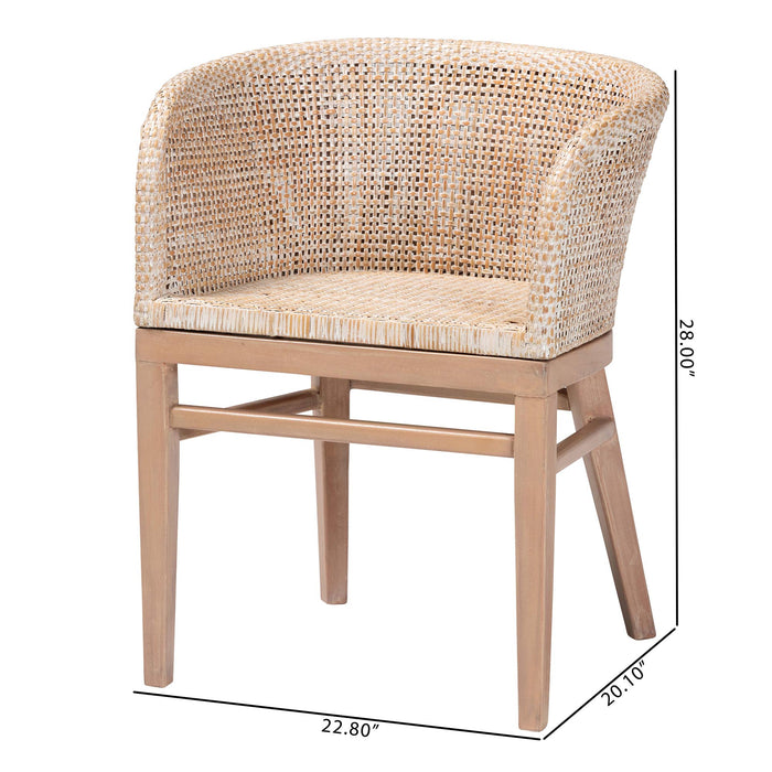 Papua Antique White Rattan Dining Chair