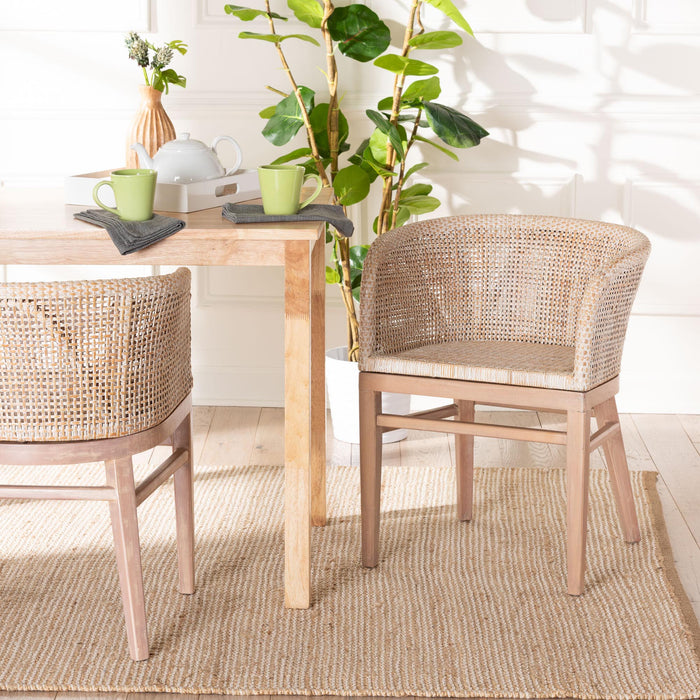 Papua Antique White Rattan Dining Chair
