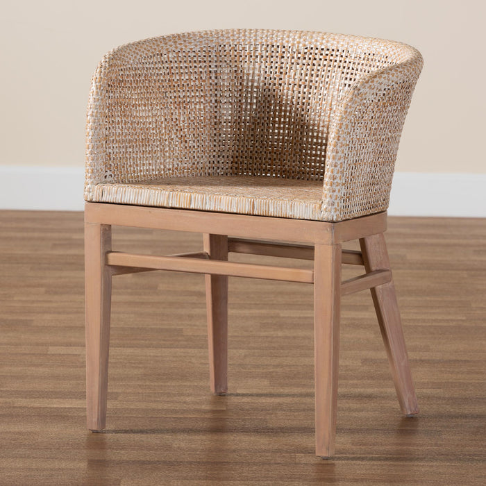 Papua Antique White Rattan Dining Chair
