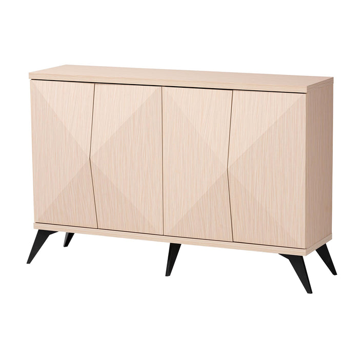 DRAPER MODERN  LIGHT BROWN AND BLACK WOOD 4-DOOR SIDEBOARD BUFFET