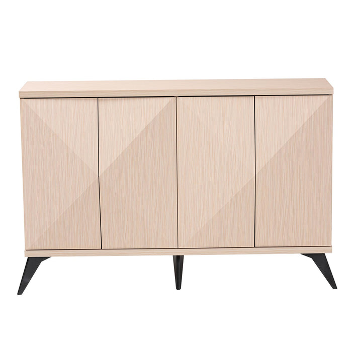 DRAPER MODERN  LIGHT BROWN AND BLACK WOOD 4-DOOR SIDEBOARD BUFFET