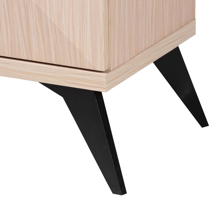 DRAPER MODERN  LIGHT BROWN AND BLACK WOOD 4-DOOR SIDEBOARD BUFFET