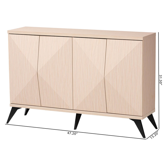 DRAPER MODERN  LIGHT BROWN AND BLACK WOOD 4-DOOR SIDEBOARD BUFFET