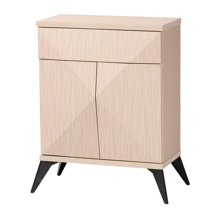 DRAPER  MODERN LIGHT BROWN AND BLACK WOOD 2-DOOR SIDEBOARD BUFFET
