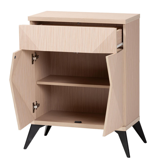 DRAPER  MODERN LIGHT BROWN AND BLACK WOOD 2-DOOR SIDEBOARD BUFFET