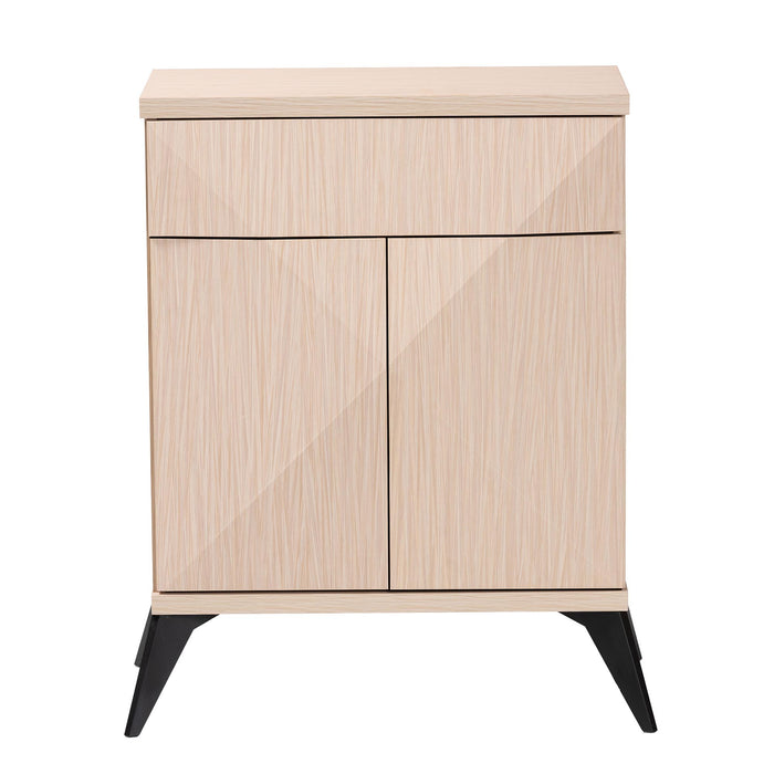 DRAPER  MODERN LIGHT BROWN AND BLACK WOOD 2-DOOR SIDEBOARD BUFFET