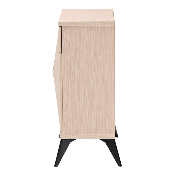 DRAPER  MODERN LIGHT BROWN AND BLACK WOOD 2-DOOR SIDEBOARD BUFFET