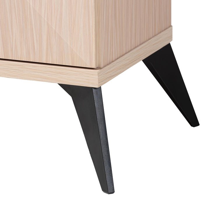 DRAPER  MODERN LIGHT BROWN AND BLACK WOOD 2-DOOR SIDEBOARD BUFFET
