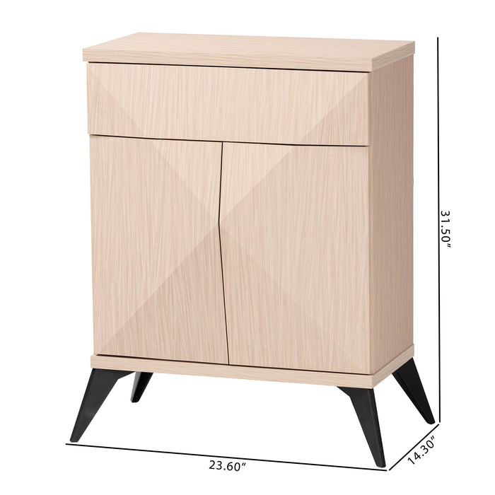 DRAPER  MODERN LIGHT BROWN AND BLACK WOOD 2-DOOR SIDEBOARD BUFFET