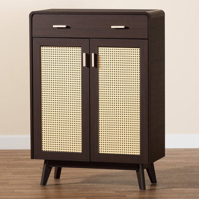 GIANCARLO MODERN 2 DOOR SHOE CABINET WITH RATTAN DOOR